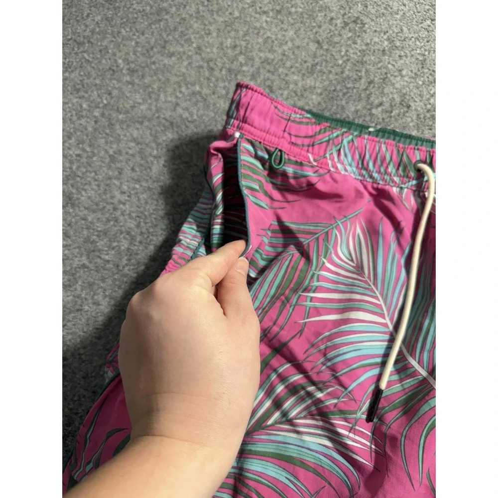 Scotch & Soda Swim‎ Shorts Large Lined Pink Tropical Print Draw String